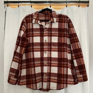 Eddie Bauer shacket women’s flannel fleece jacket LARGE